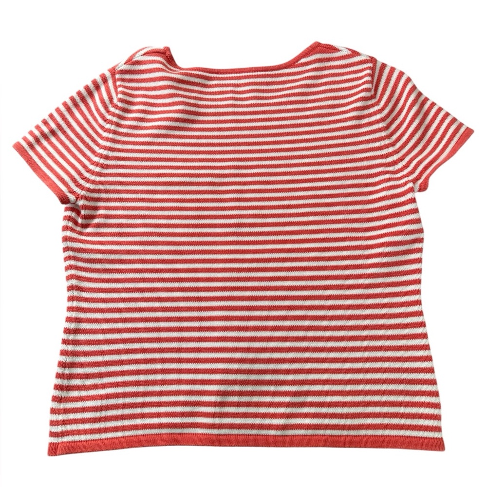 EUC Women's Short Sleeve Knit Striped Sweater - Picture 2 of 5